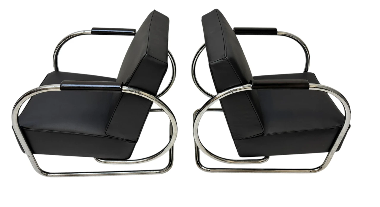 Art Deco Modernist Bauhaus Tubular Steel Lounge Chairs by Frits Kuyken, 1936